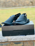 Exquisite craftsmanship of black Mate Zardari handmade Chappal
