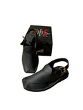 Exquisite craftsmanship of black Mate Zardari handmade Chappal