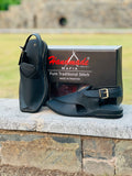Exquisite craftsmanship of black Mate Zardari handmade Chappal