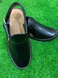 Exquisite craftsmanship of  Double Sole Jeans Black handmade Chappal