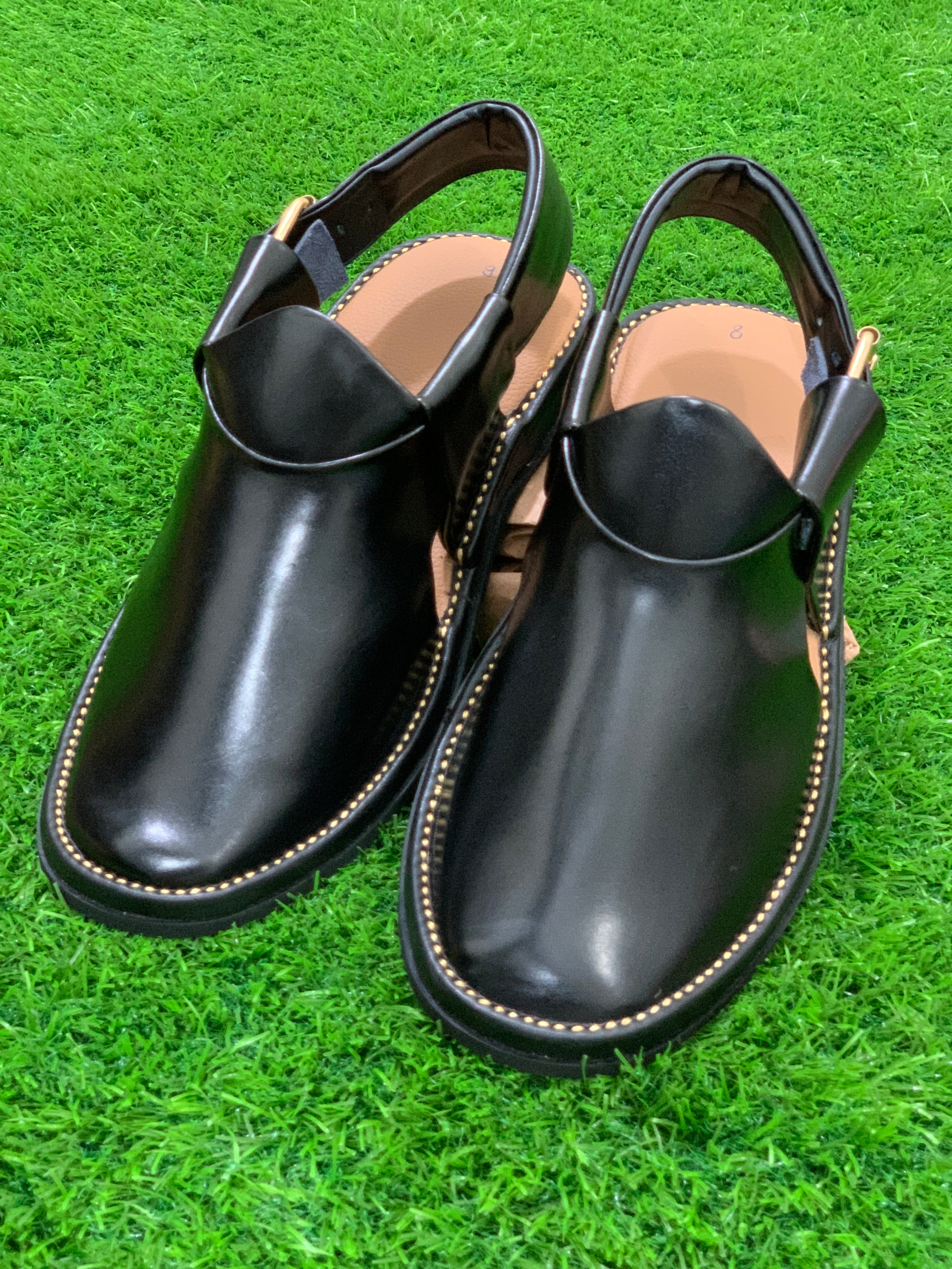 Exquisite craftsmanship of  Double Sole Jeans Black handmade Chappal