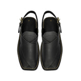Exquisite craftsmanship of black Mate Zardari handmade Chappal