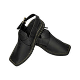 Exquisite craftsmanship of black Mate Zardari handmade Chappal