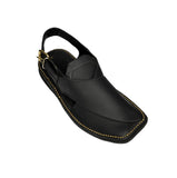 Exquisite craftsmanship of black Mate Zardari handmade Chappal